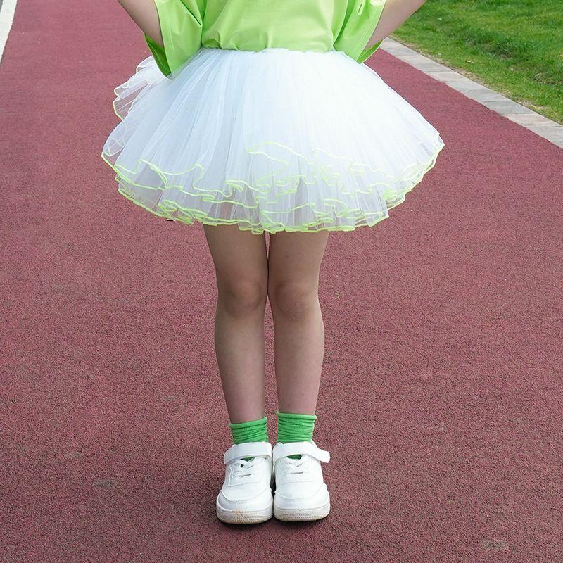 

Детский Детский Костюм Девочка Чирлидинг Юбка-пачка Танцевальная Одежда Одежда для Выступлений Конфетный Цвет Костюм для Весенней Прогулки Fruit green gauze skirt XL(150-160CM)