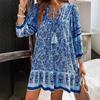 Abito Chemisier Stampato Scollo a V Bohemian Primavera/Estate 2025 per Donna