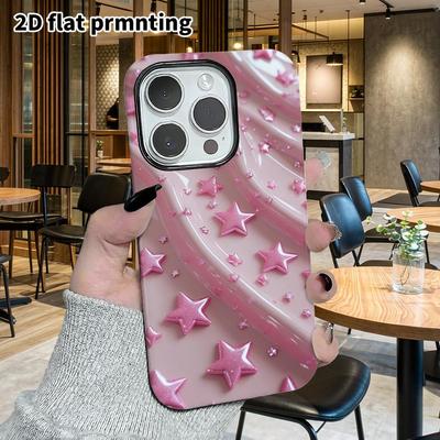 Phone Case: 2D Flat Design Suitable for iPhone 18, 17, 16, 15, 14, 13 Pro Film Protective Case, Couple Style, Glossy Stars, Christmas and Halloween Gi