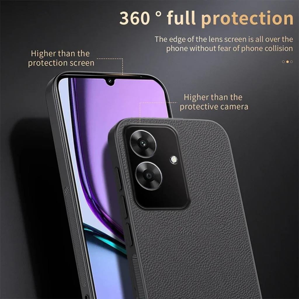 Leather Case for Oppo Realme Note 60 Luxury Shock Absorption Car Magnetic Mount Anti-knock Anti-fingerprint Thin Cover