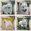 50 Stil Niedlich Weißer Hund Samojede Kissenbezug Deko Liebes Haustier Tier Kissenbezug Weiche Plüsch Kissenhülle für Sofa Kinderzimmer