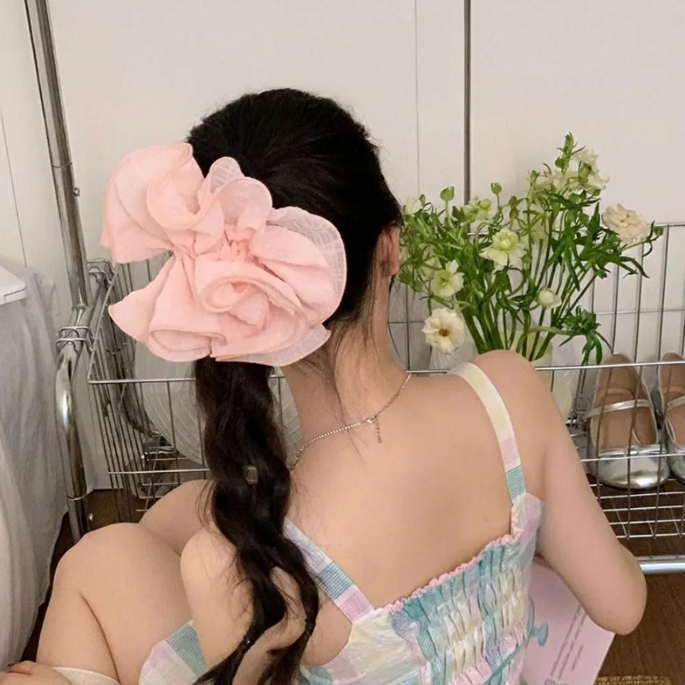 Cloud Big Scrunchie / Daily Plain Volume Pleated Scrunchie Hair Tie pink