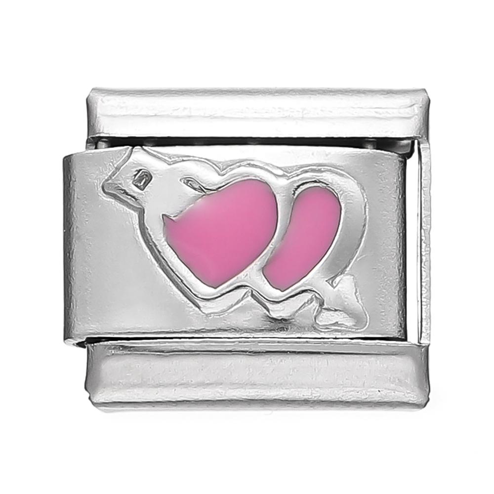 1pcs Fashion 3 Styles Heart Love Charms Italian Links Fit 9mm Bracelet Stainless Steel DIY Making Women Jewelry
