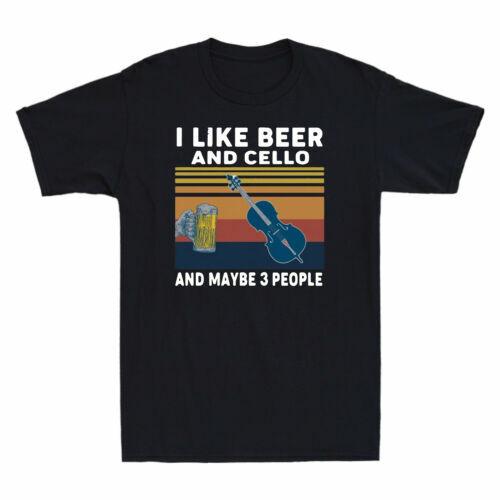 I Like Beer And Cello And Maybe 3 People Vintage Men s T-Shirt Black Navy Tee S