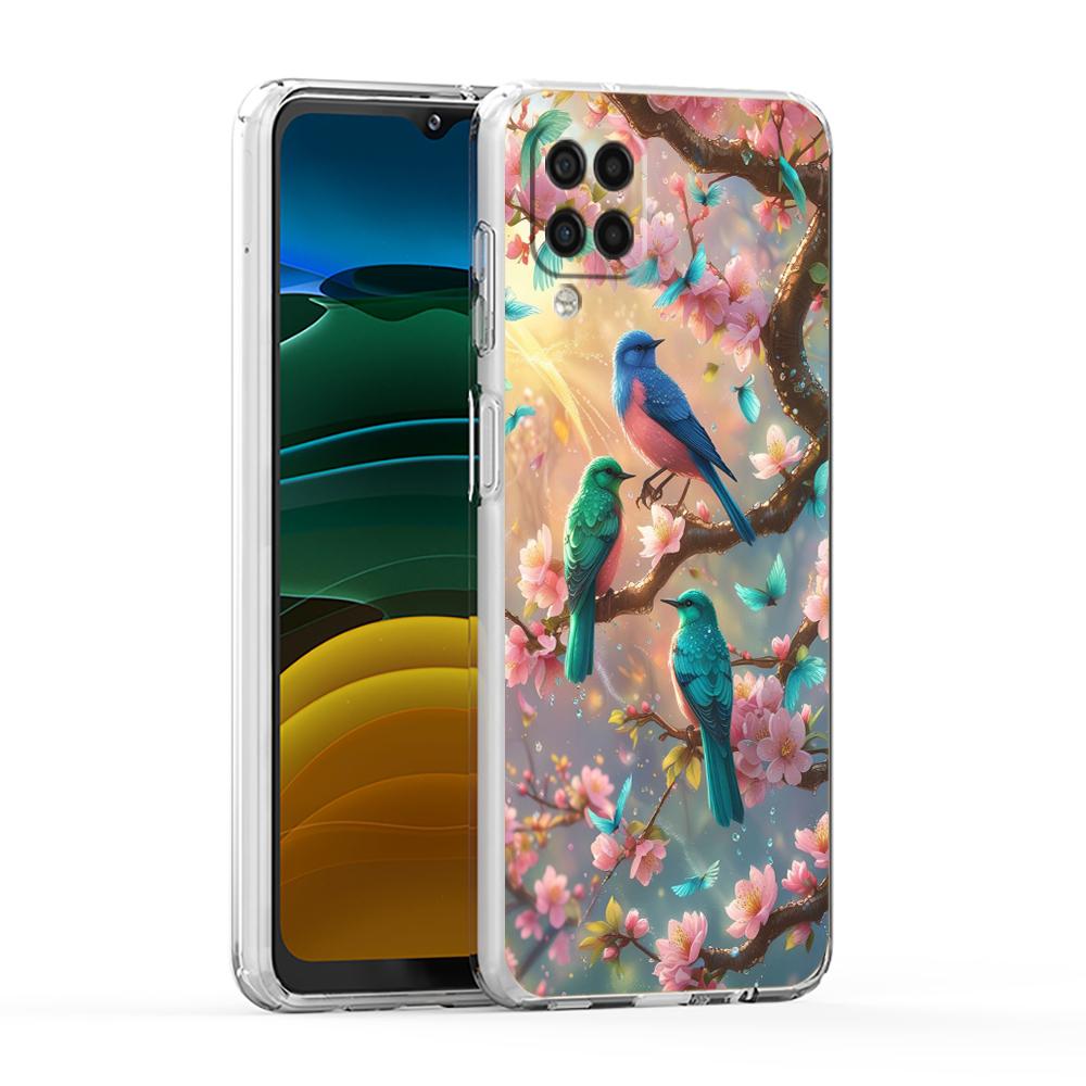 Soft Cover for Samsung Galaxy A25 A23 A22 A52S A52 A55 A72 A71 A41 A31 A13 A11 Transparent Phone Case Flower Floral Bird Pattern