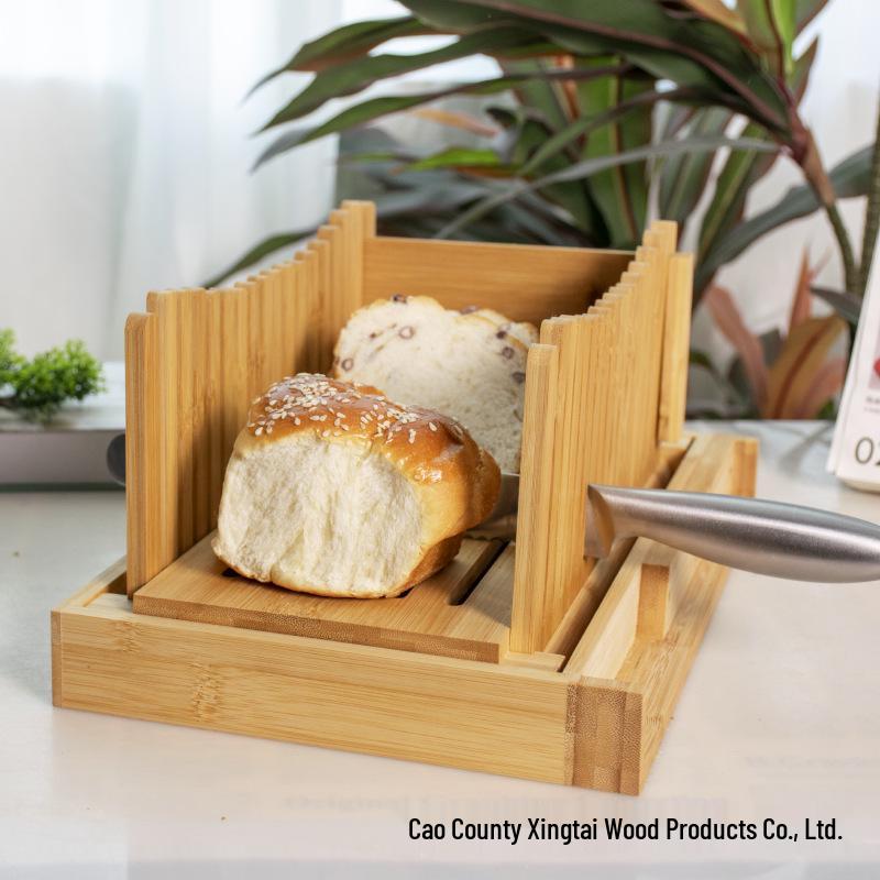 Foldable Bamboo Bread Slicer with Compartments for Home Kitchen