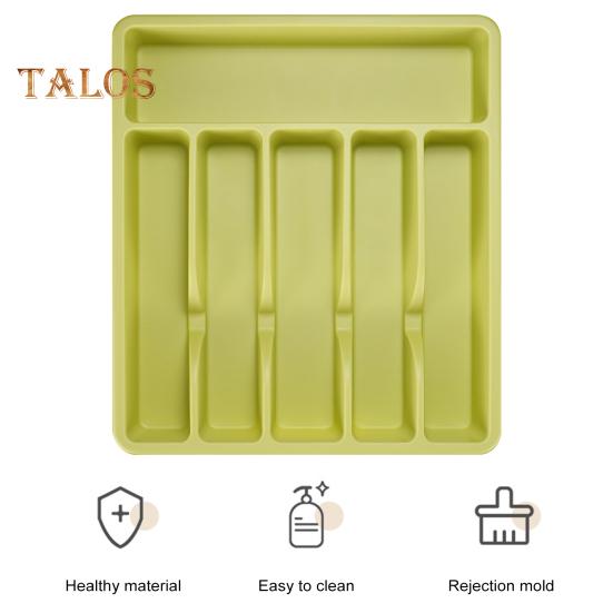 Cutlery Drawer Organizer Tray 6 Compartment Plastic Storage Box for Kitchen Utensils Forks Spoons Cutter Sturdy BPA-Free Divider Holder