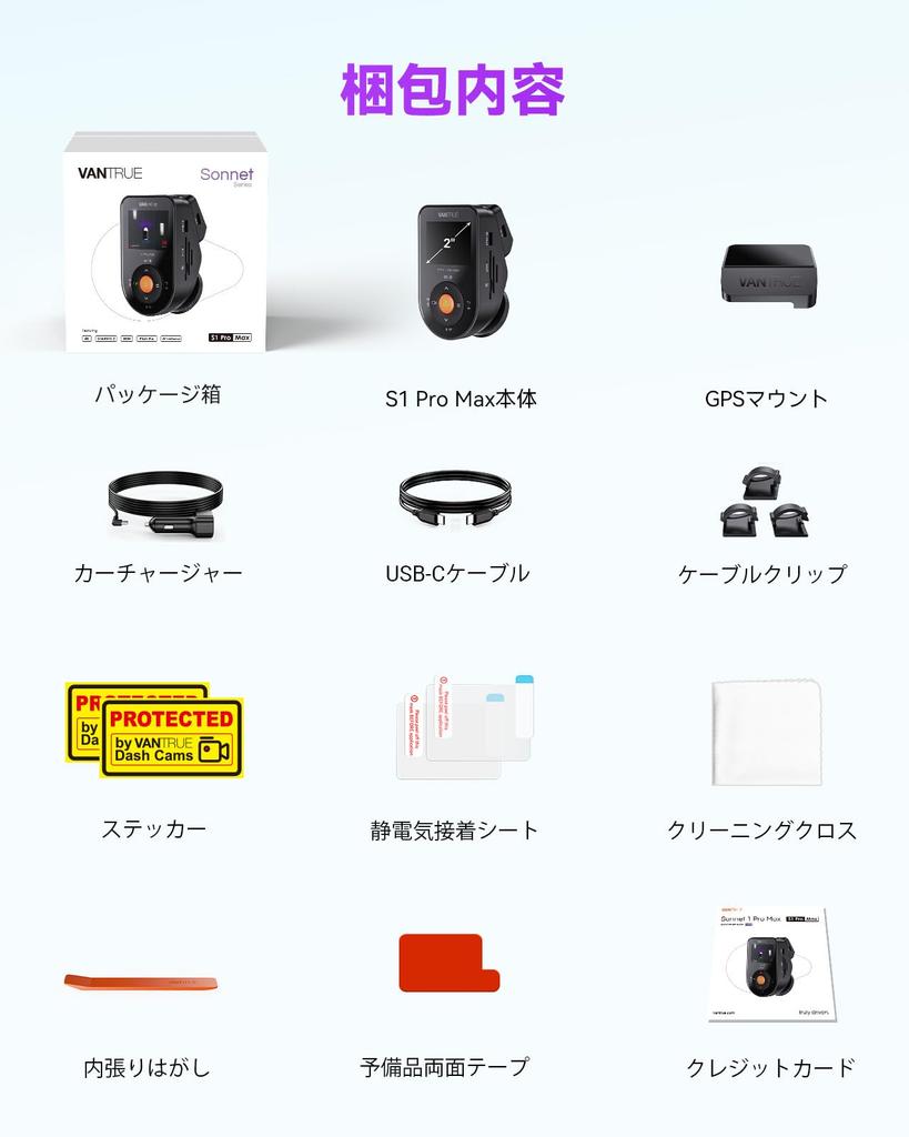 VANTRUE S1 Pro Max 4K Dash Cam STARVIS Dual Sensor with HDR Night Enhanced License Plate Parking ADAS Safety Voice LED 1TB Storage [Sony IMX678] WiFi,