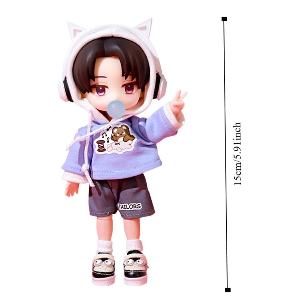 Casual Wear OB11 Doll Hoodie Set Bear Pattern Hippop Shorts Set Doll Sweatshirt Set  Bjd 1/12