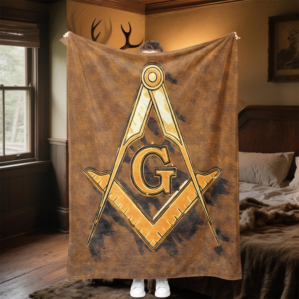 1PC  Freemason Poster Masonic Symbols  Soft Comfortable Throw Blanket Suitable All Seasons Great Gift Idea Home Office Travel