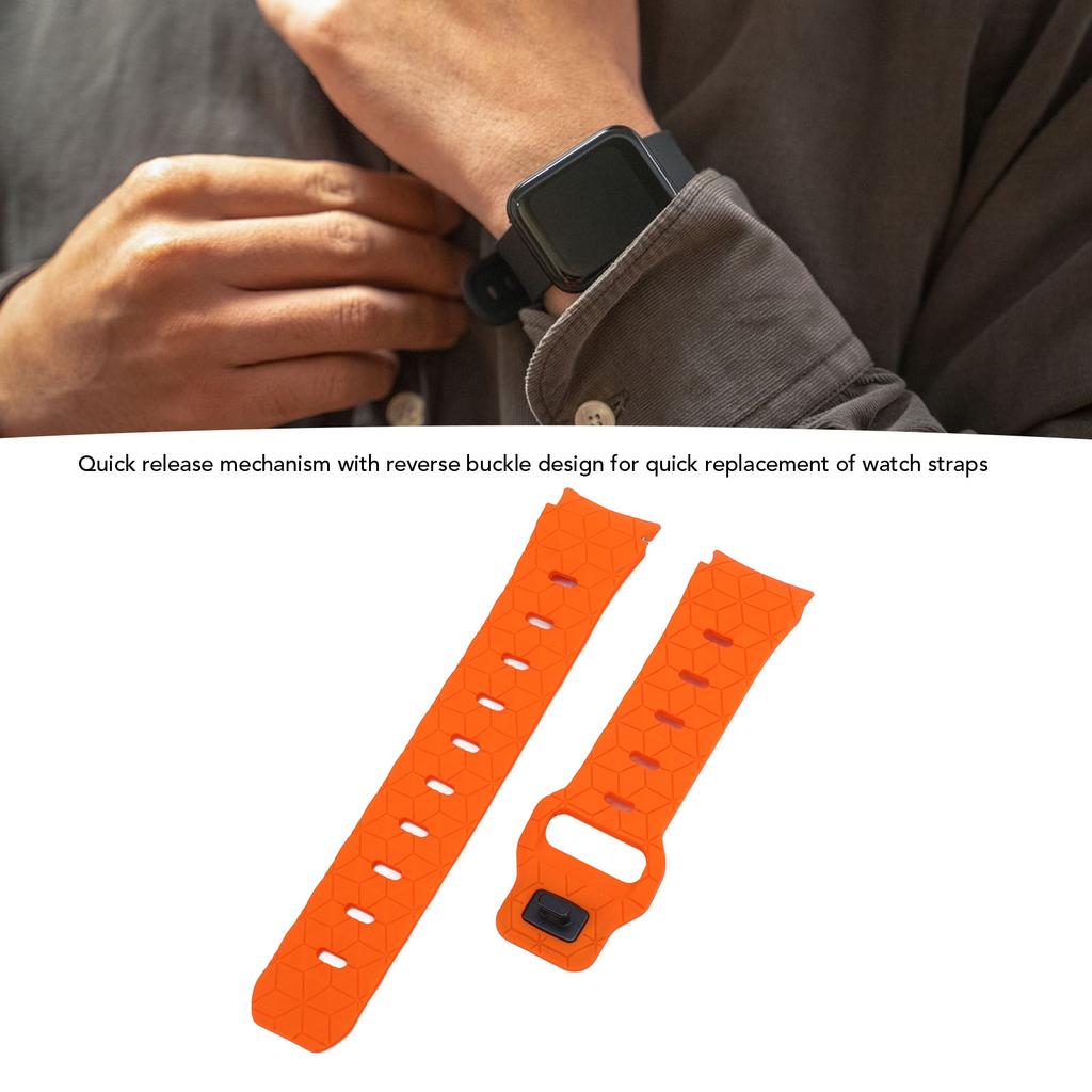 Watch Band Silicone Football Texture Quick Release Dual Color Watch Wristband for Galaxy Watch 6 5 4 Orange