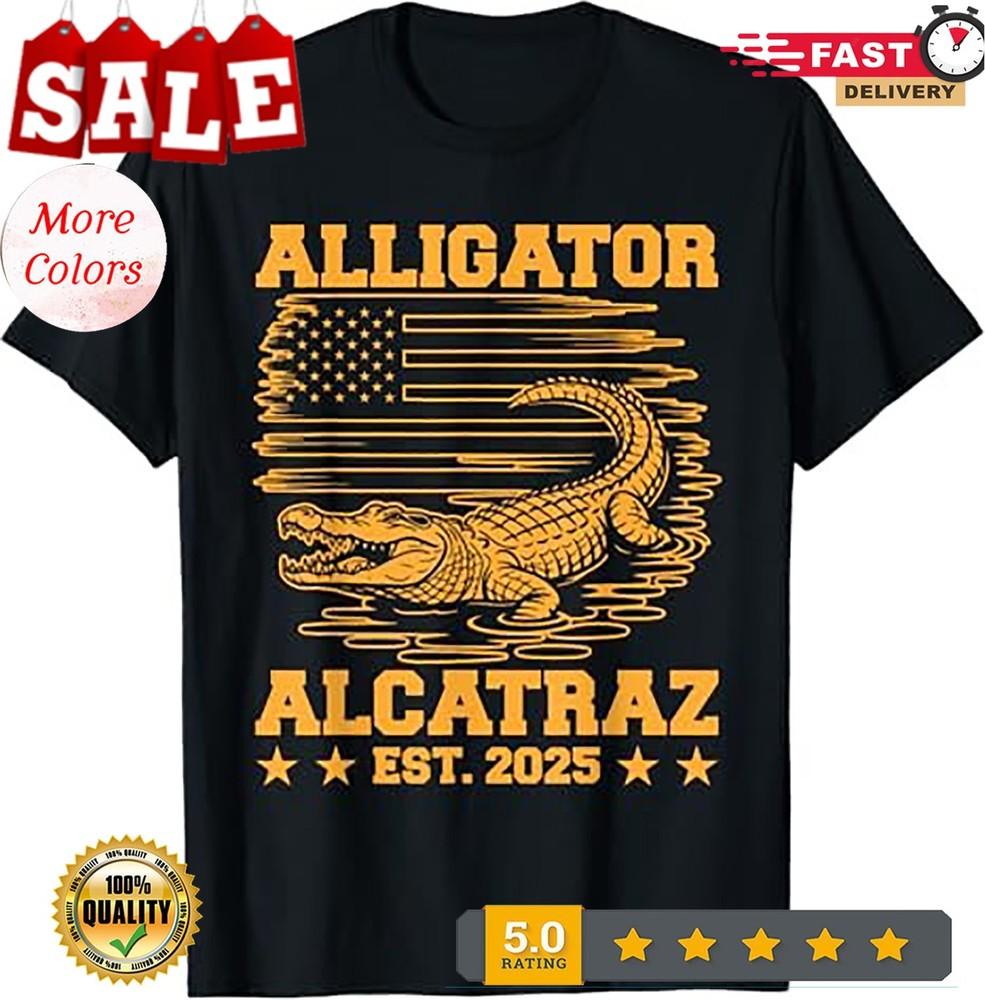 

Alligator Alcatraz EST 2025 Florida Everglades Parody Design T-Shirt 2XL