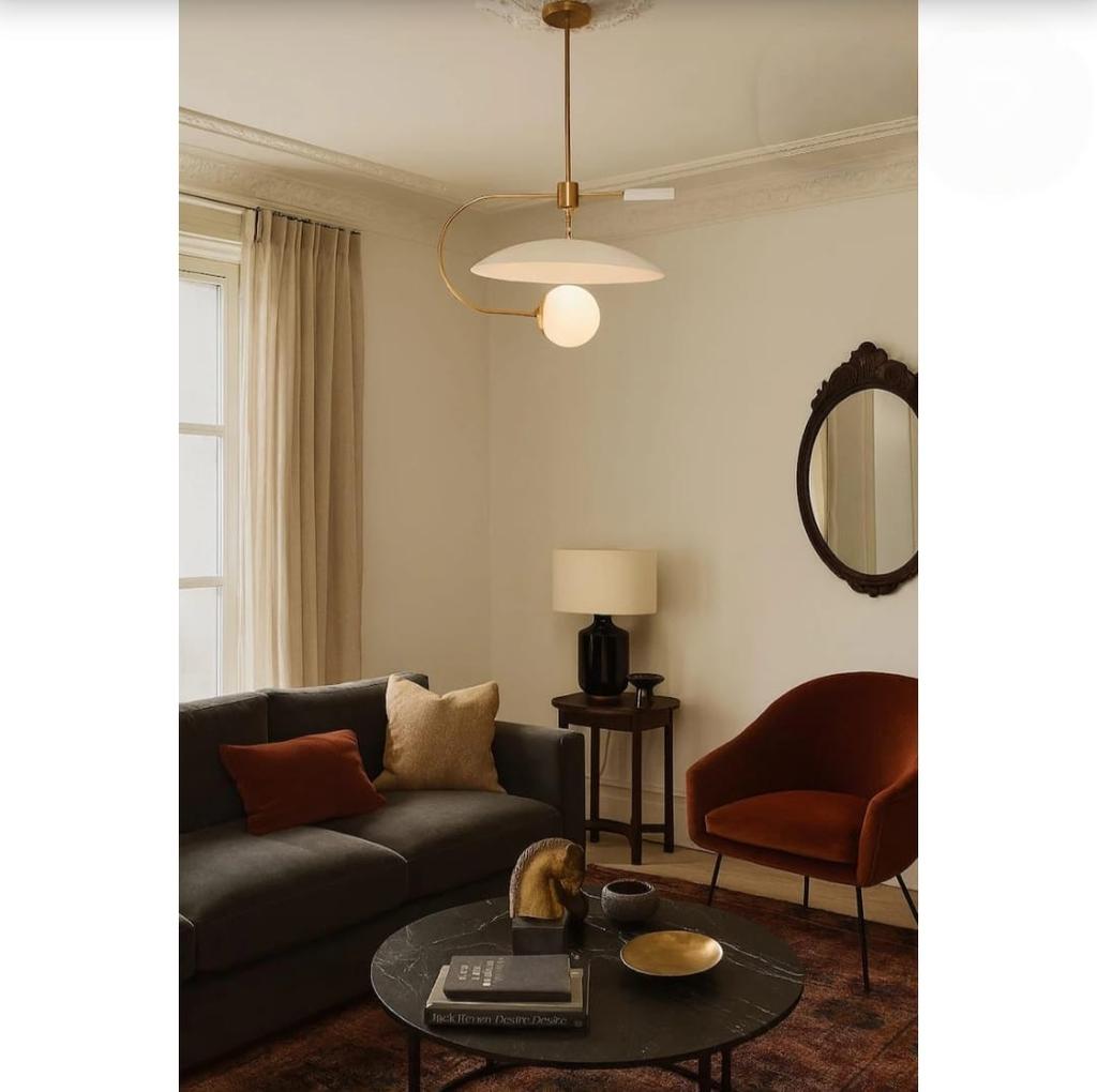 Moderner Messing-Kronleuchter im Mid-Century-Stil Minimalistische Pendelleuchte mit Kugel- und Kuppelschirm Deckenleuchte für Esszimmer, Küche, Wohnzimmer