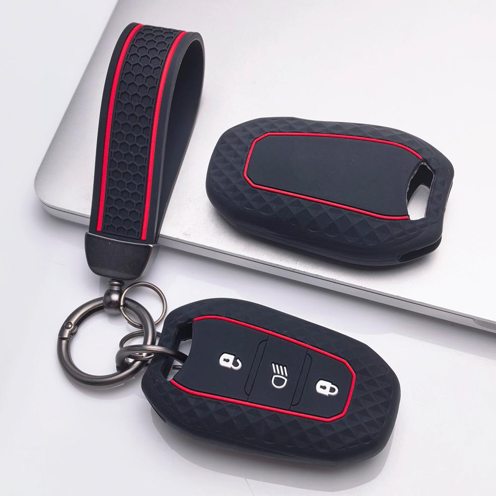 Key Fob Cover for Peugeot 3008 5008 208 308 408 508 4008 C1 with Keychain Anti-Scratch Surface Shockproof Structure Soft Grip Texture