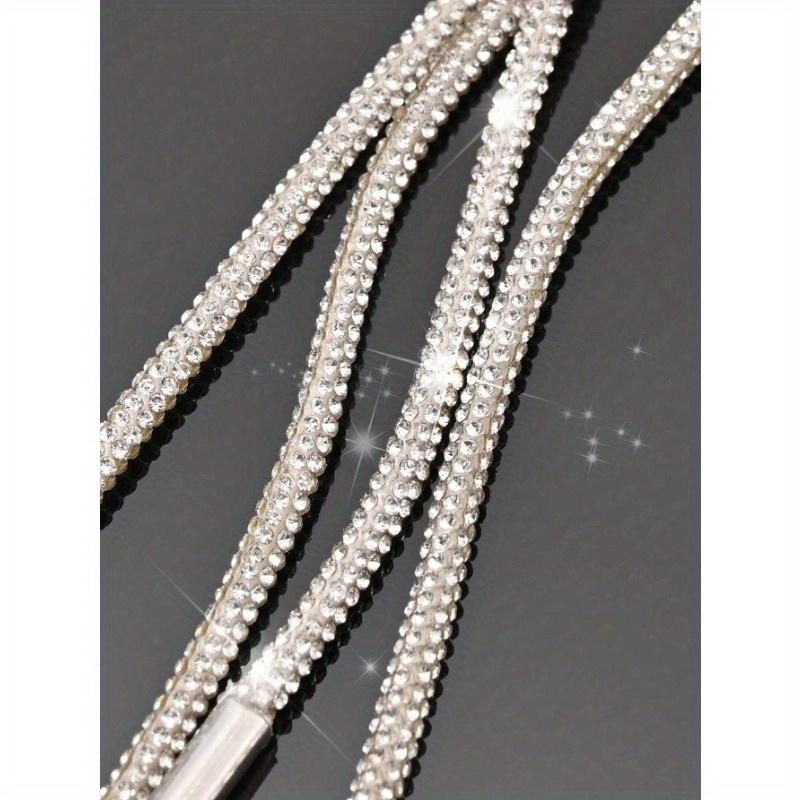 1pair White Rhinestone Shoelaces With Rhinestone Decoration, Fashion Diy Lace For Sneakers And Athletic Shoes Summer Party