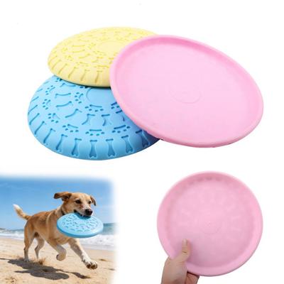 Dog Flying Disc Toy Textured Rubber Dog Fetch Toy Dog Feeding Dish for Aggressive Chewers Outdoor Training Toss-and-Catch Game