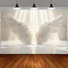 1 Elegant Angel Wing Wall Art Piece - High-quality Polyester Fiber, White and Gold Accents, Perfect for Christmas Decoration