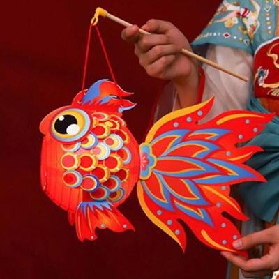 Chinese Style Fish Middle Autumn Festival Lantern Paper Handmade Goldfish Lantern Luminous Material Kit Handheld Lantern