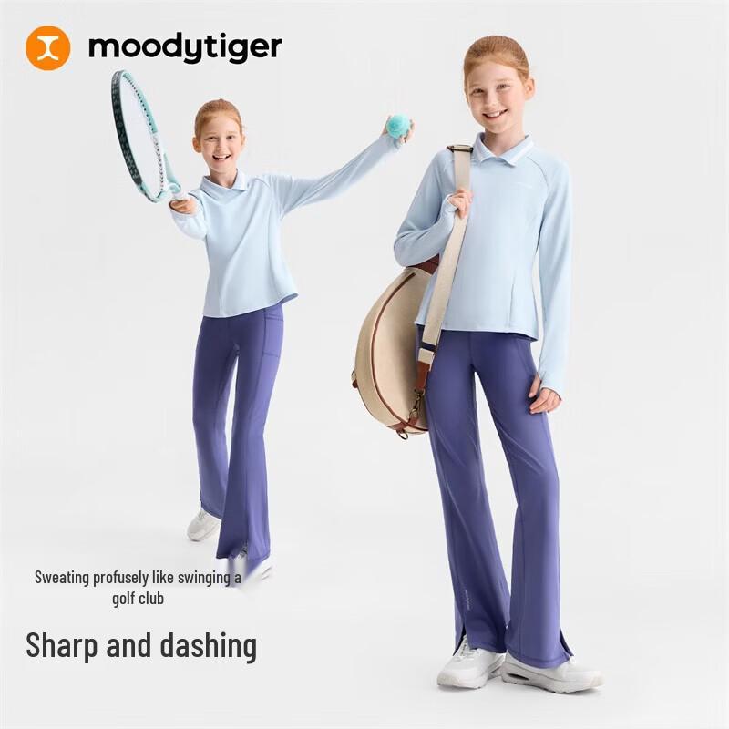 Moodytiger Girls' Long-Sleeve Moisture-Wicking Polo T-Shirt