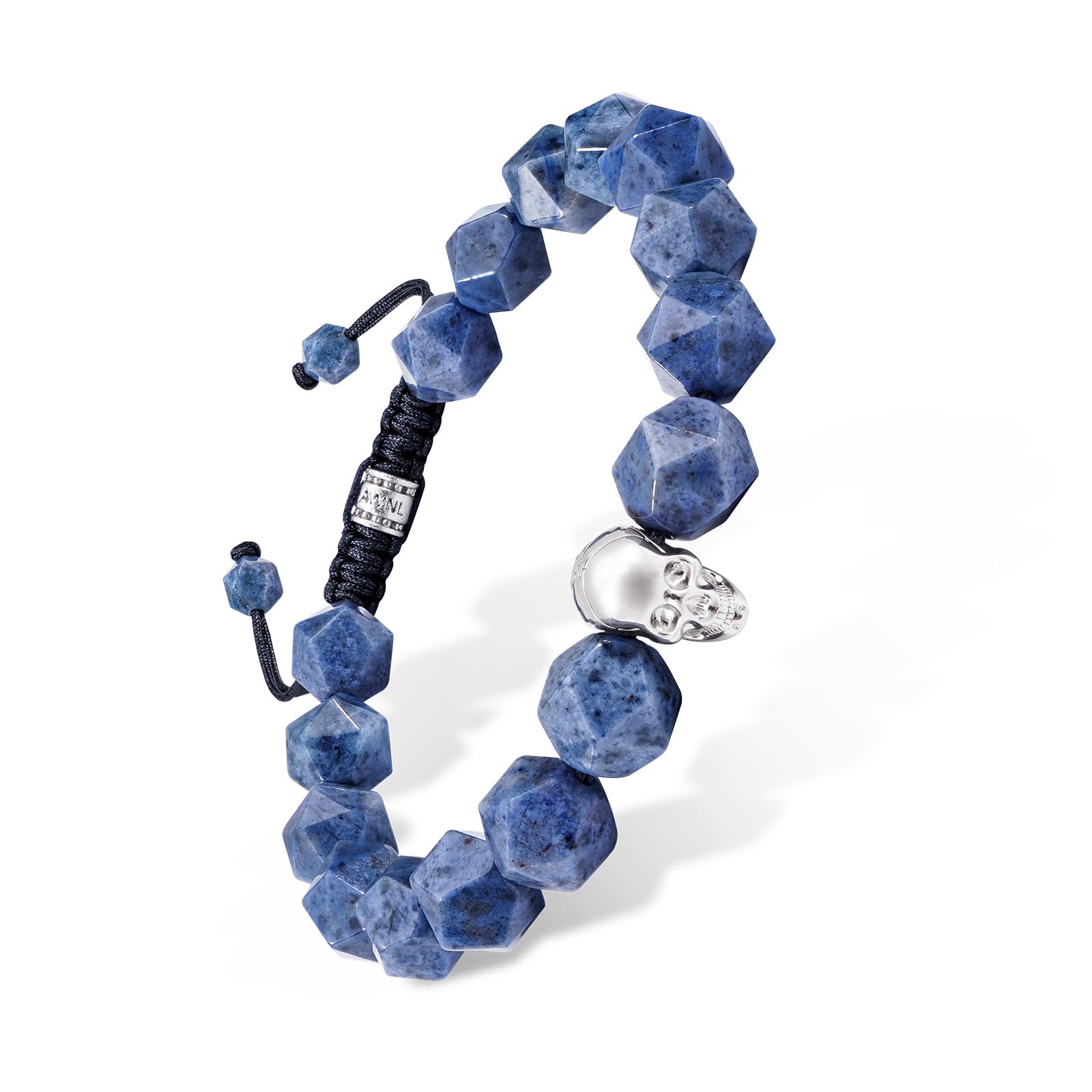 

Bead Bracelet with Sterling Silver Charm Adjustable Drawstring 10mm Dumortierite Natural Stone [AWNL] Men s 16.5cm-18cm