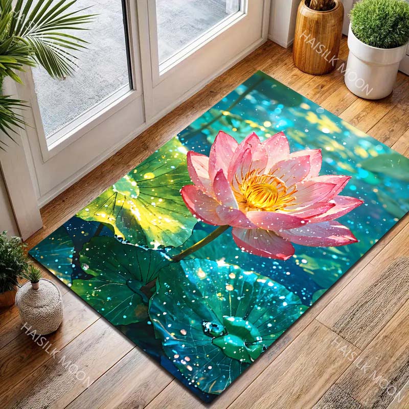 Beautiful Lotus Pattern Carpet for Living Room Bedroom Bedside Floor Mat Cloakroom Kids Activity Area Rugs Large Size