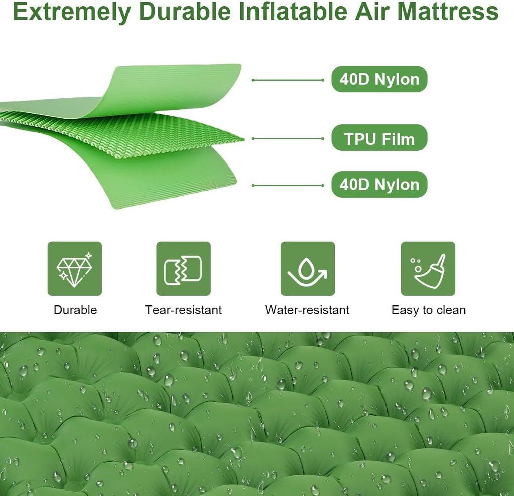 10cm Outdoor Inflatable Camping Mattress, Portable Moisture-Proof Air Cushion Pad