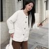Sheep Wool Cotton Coat for Women, Autumn and Winter New Korean Style Thickened Round Neck Sheep Wool Jacket Cotton Padded Coat