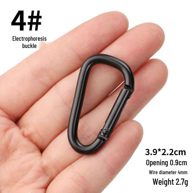 D-Shaped Black Aluminum Carabiner Bluetooth Earphone Case Hook Keychain Ornament
