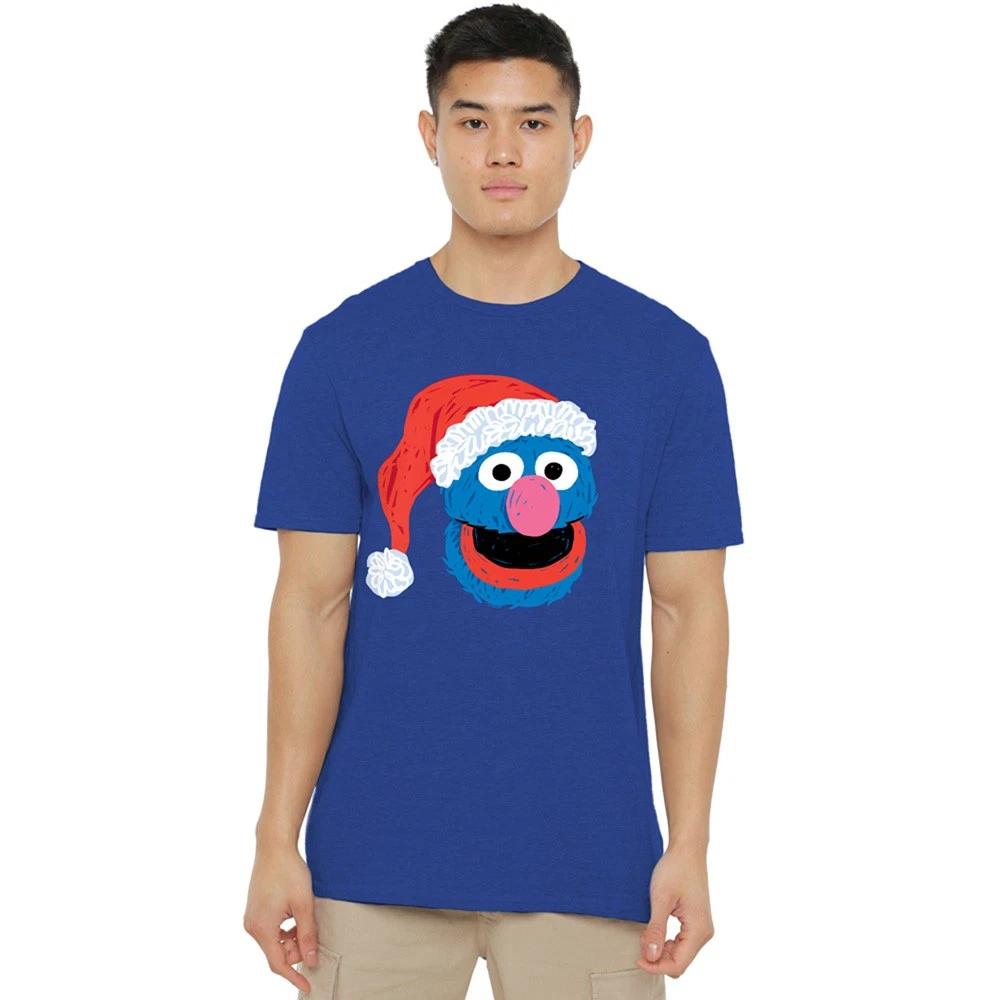Sesame Street Scribble Christmas Grover T-Shirt S-3XL, Royal S