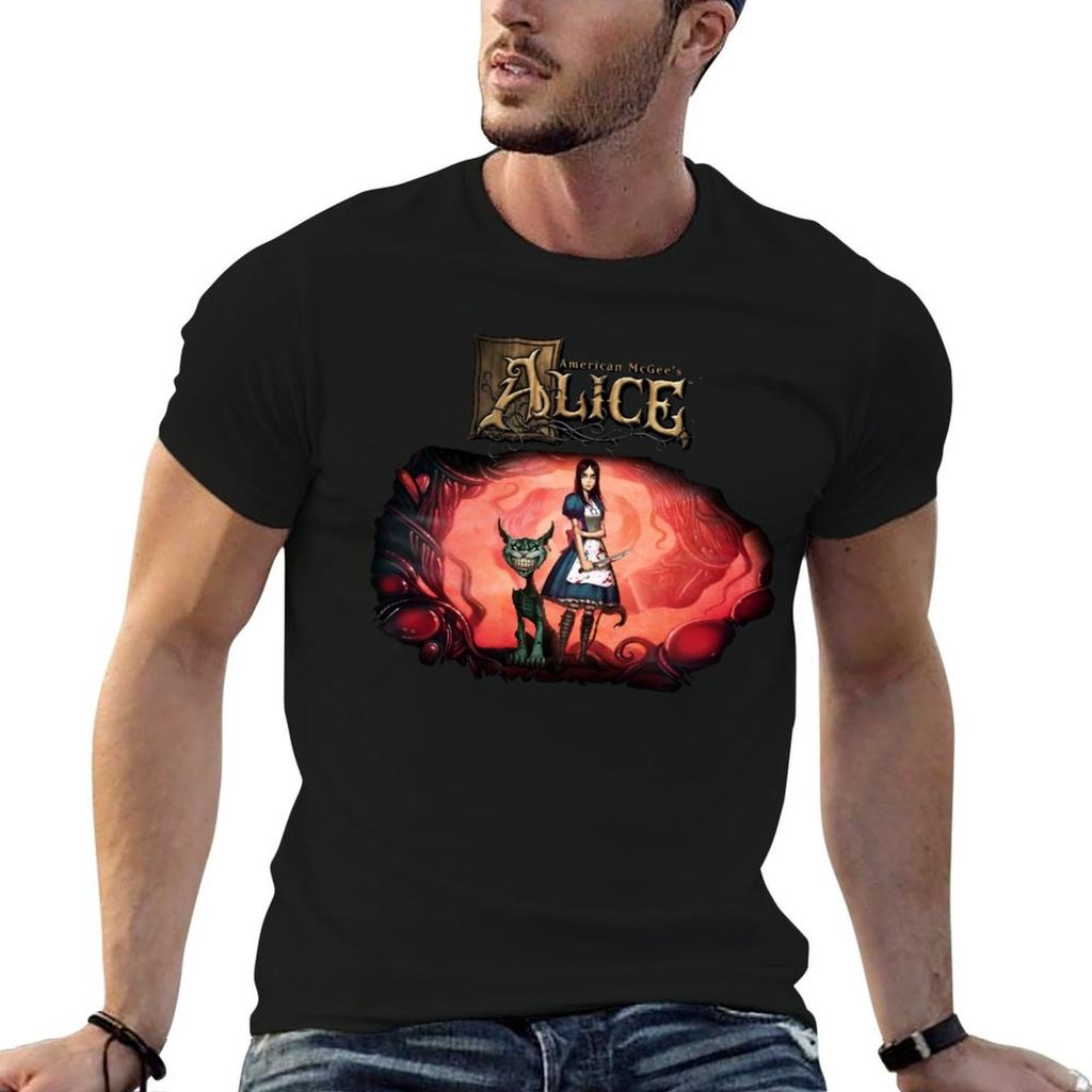 American McGee's Alice (mit Logo) T-Shirt Anime T-Shirts für Mann Mann T-Shirts Baumwoll-T-Shirts