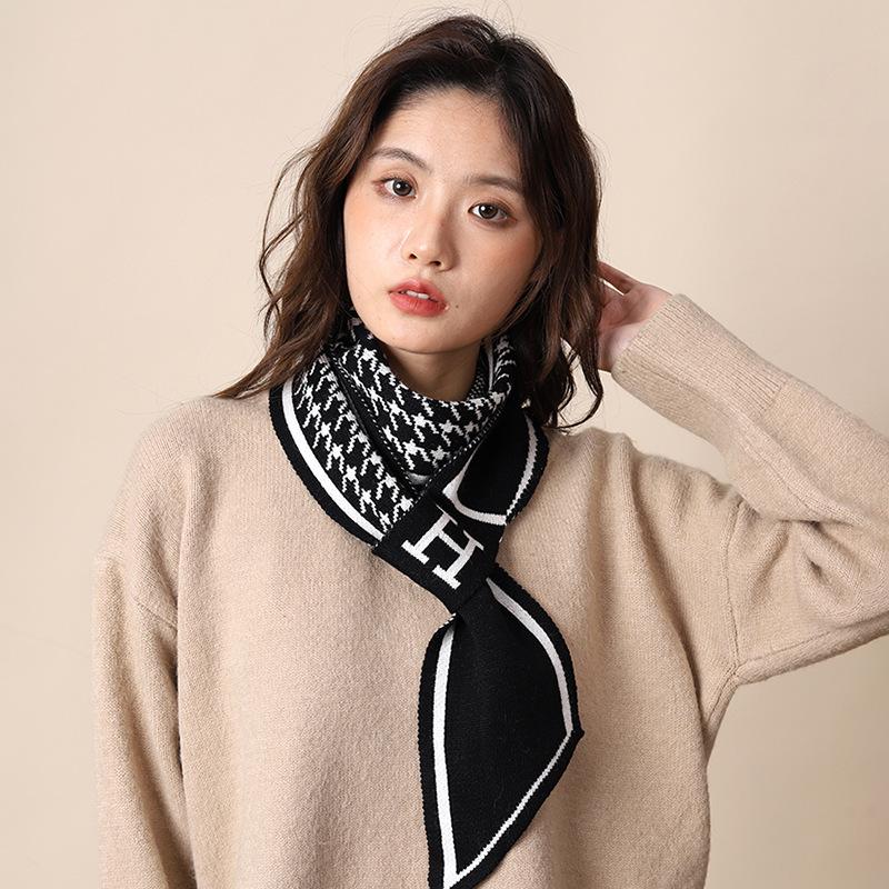 

Neck protection small scarf women s new autumn and winter spring and autumn bird grid temperament versatile neck neck cover lazy scarf 125*15