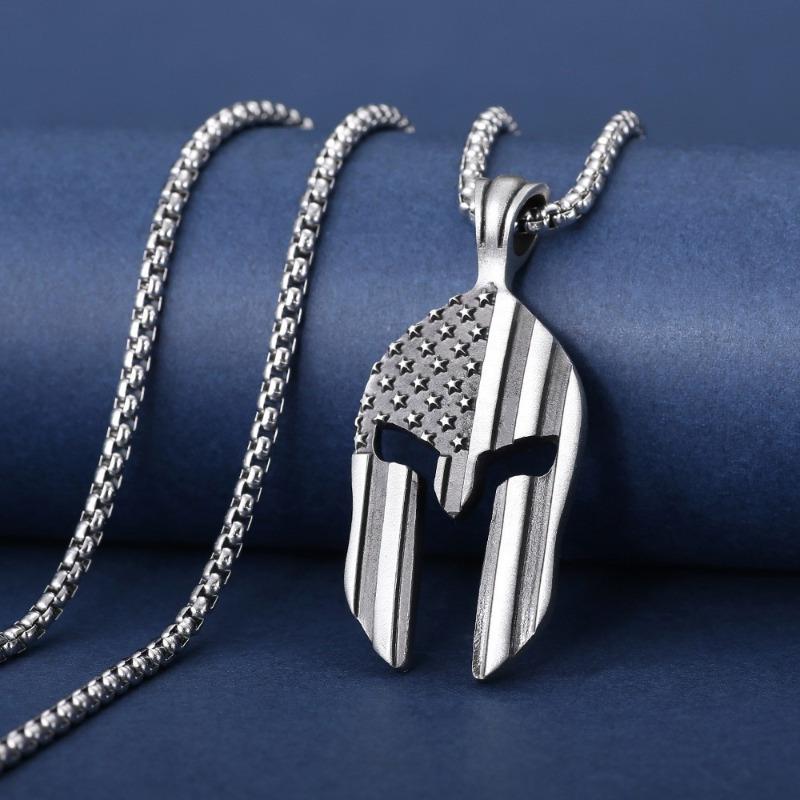 Mask pendant European and American cross-border new Spartan warrior helmet mask necklace punk retro necklace necklace