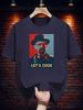 Graphic T-shirt - "Let'S Cook" Chef Design with Red & Blue Print