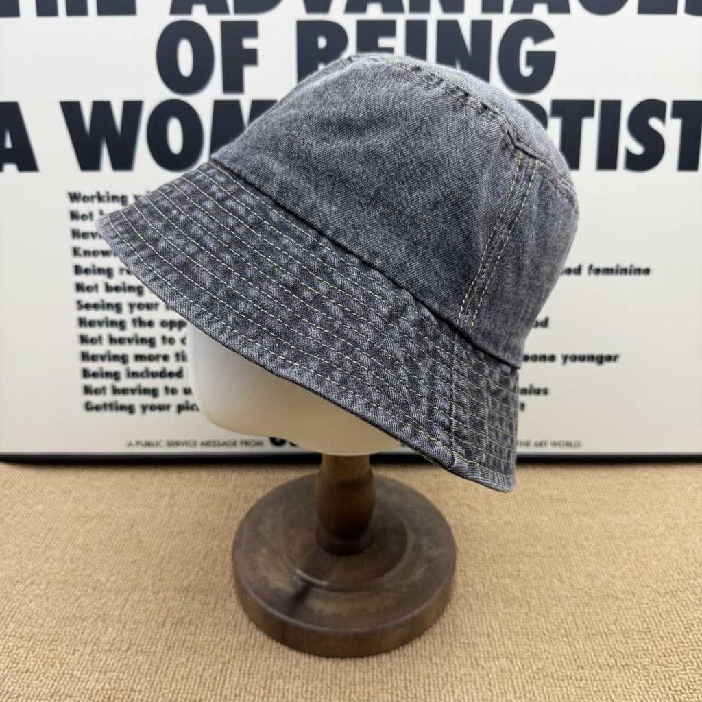 Multi-color optional old denim bucket hat washed metal standard ins wind daily versatile sunshade basin hat
