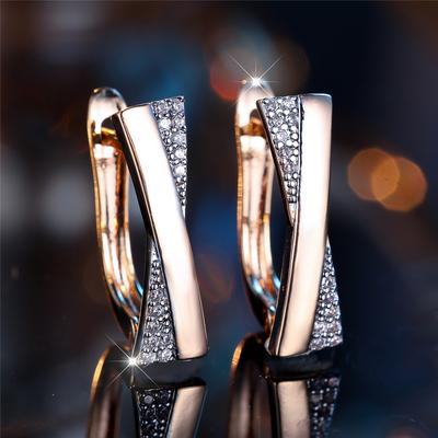 Vintage X Shape Earrings for Women Girls Luxury Zircon Wedding Jewelry Valentine's Day Gifts