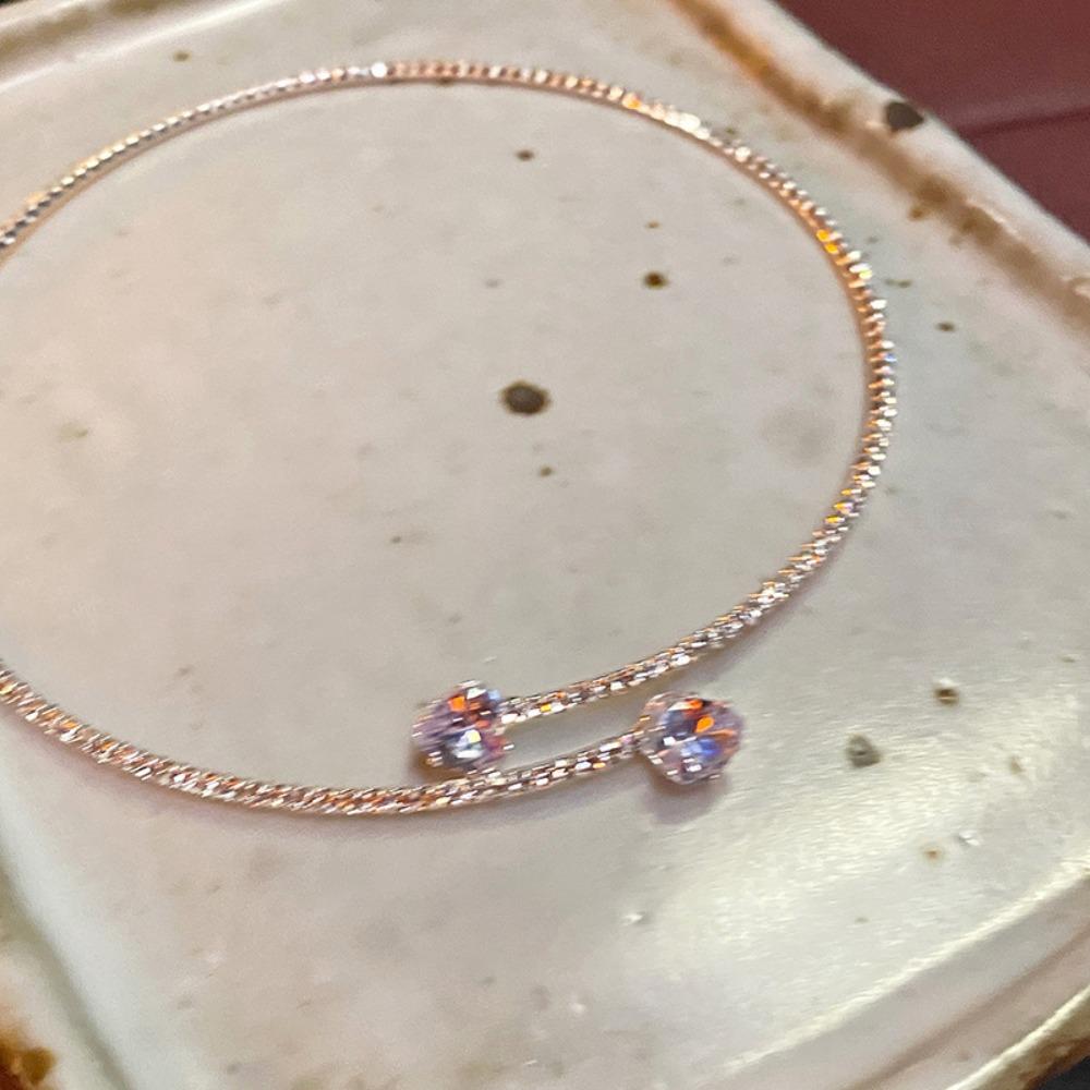 Rhinestone Large Pearls Necklace Gold and Silver Open Collar Necklace Heart Collar Choker  Wedding