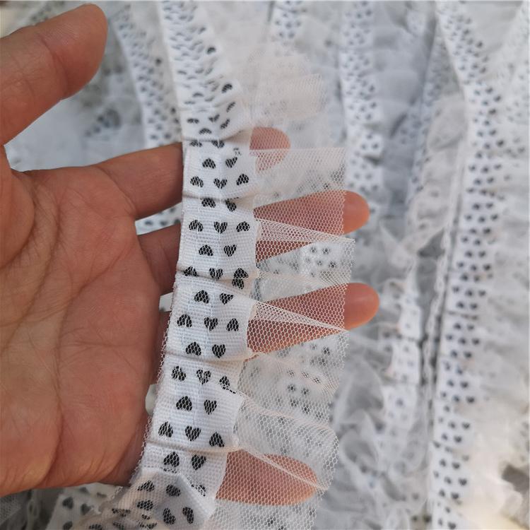 4cm Wide White Black Double Layer 3D Polyester tulle Lace Fabric Embroidered Ribbon Edge Trim Collar Dress Decorated DIY Crafts