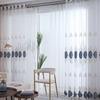 Luxury European Sheer Window Panels, Velvet Trim Embroidery, Transparent Grommet Top Drapes for Living Room