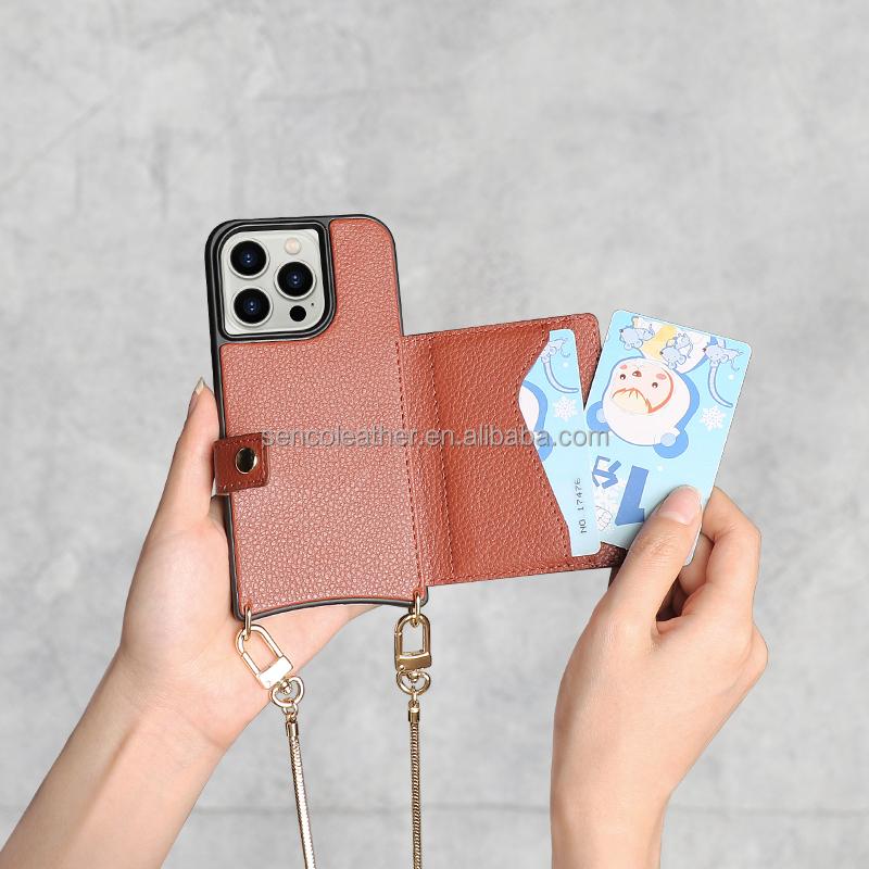 Precision - Made Crossbody Phone case case Phone Leather Mobile Phone Leather case For iPhone 14 коричневый