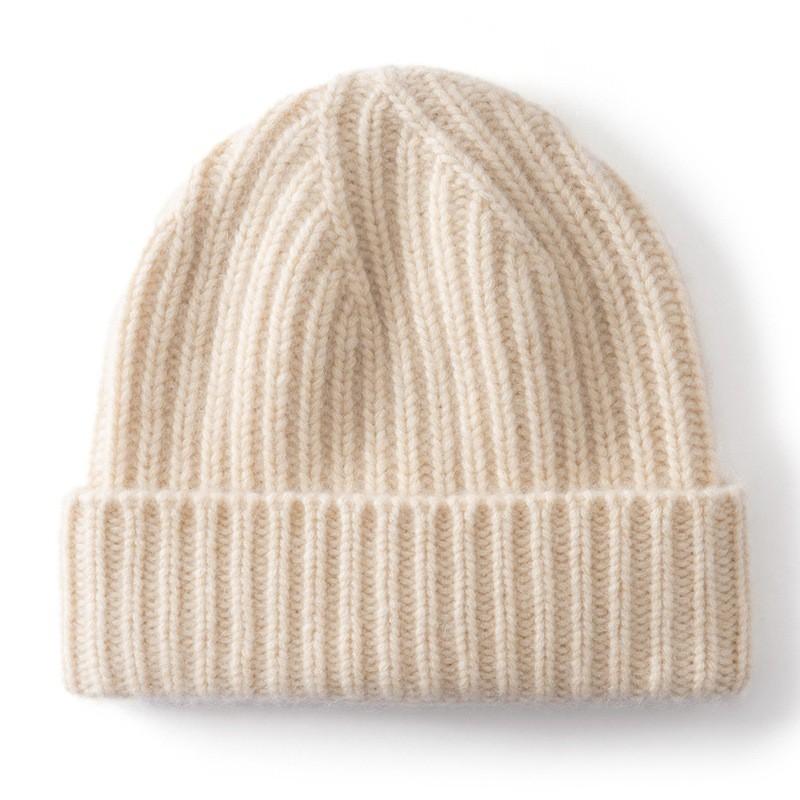100% Cashmere Beanie Men Women Warm Winter Hat Heads Ear Protection Knit Cap