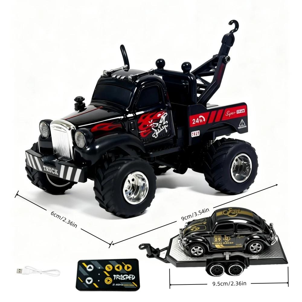APP1: 64 Mini Alloy Remote Control Truck with Return Power Car Model Male Toy Gift Indoor and Outdoor Toy Car Off road Vehicle T