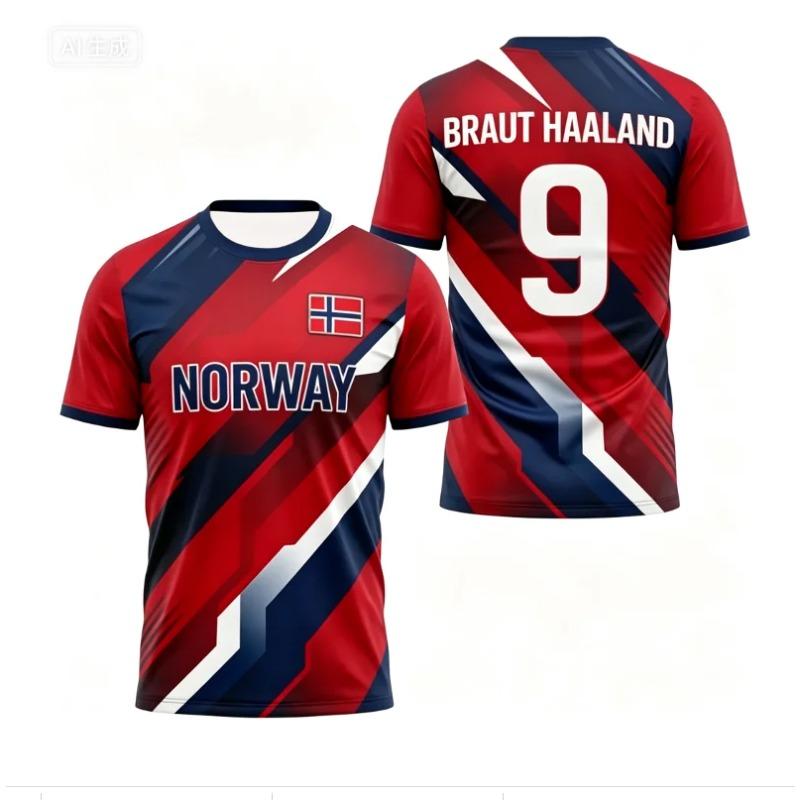2026 Norway Flag 3D Printed T-shirt No. 9 Sportswear Fan T-shirt Men's Short Sleeved T-shirt Women's T-shirt Streetwear Harajuku