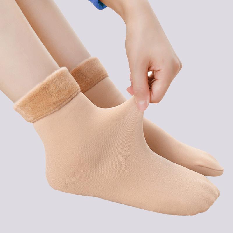 Velvet Women Winter Warm Thicken Thermal Socks Soft Casual Solid Color Sock Wool Cashmere Home Snow Boots Floor Socks