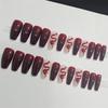 Woman Glossy Press-on Nail Wine Red Snake Pattern Ballerina Artificial Nail for Salon Expert and Naive Women