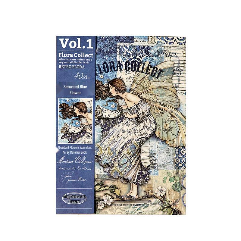 Yanji Retro Floral Journal Stickers - 40 Sheets, 8 Designs