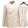 Abbigliamento tradizionale cinese Tang, completo da uomo Kung Fu, casual, alla moda, con t-shirt e pantaloni ricamati, Wing Chun Tai Chi, comodo set da uomo