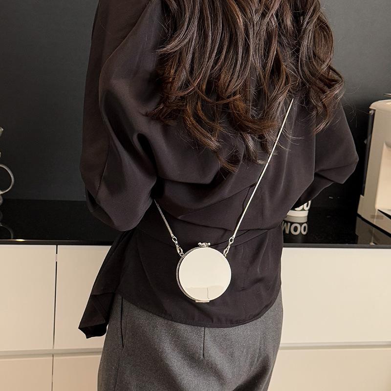 Women's Bag Personalized Mini Acrylic Round Cake Small Bag 2025 New Fashion Glossy Crossbody Lipstick Bag Tide