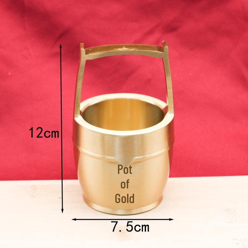 Golden Wealth-Attracting Coin Barrel: Luxury Metal Decorative Ornament for Living Rooms and Studies