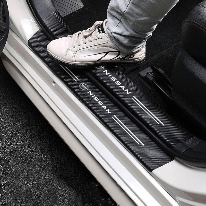 Car Door Sill Stickers Anti-scratch Decorative Trim For Nissan Sentra Serena Maxima Versa Juke Rogue Tiida X-trail Accessories