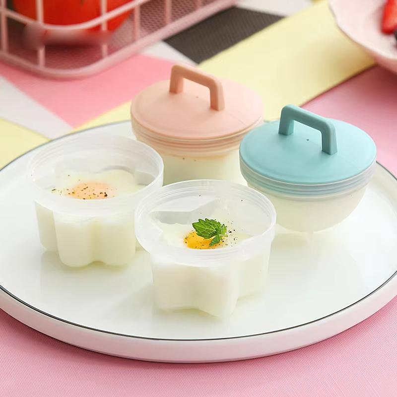 4pcs/set PP Kitchen Egg Steamer Creative Heart Shaped Circular Flower Shaped Star Shaped Steamed and Boiled Egg Mold